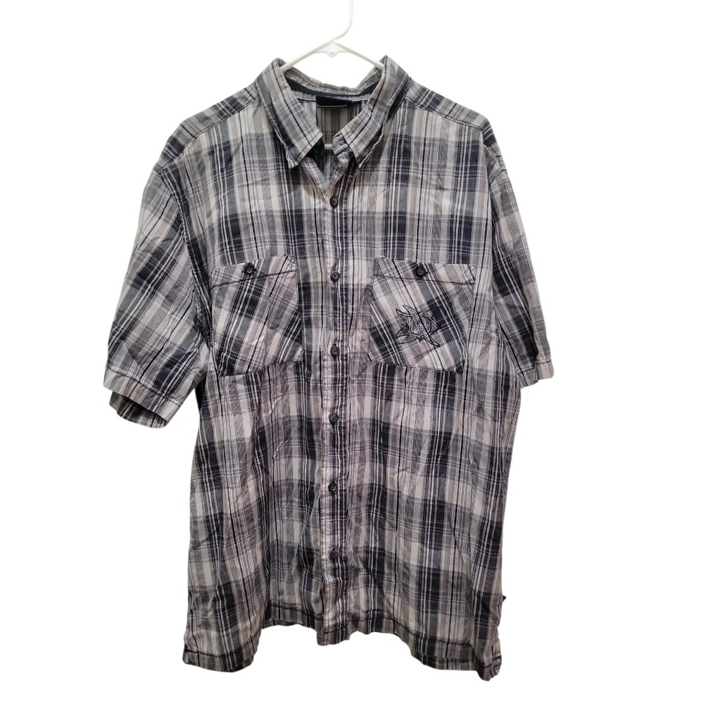 Harley Davidson Shirt Size XL X- Large  Gray Plaid Collar Button Down Pockets